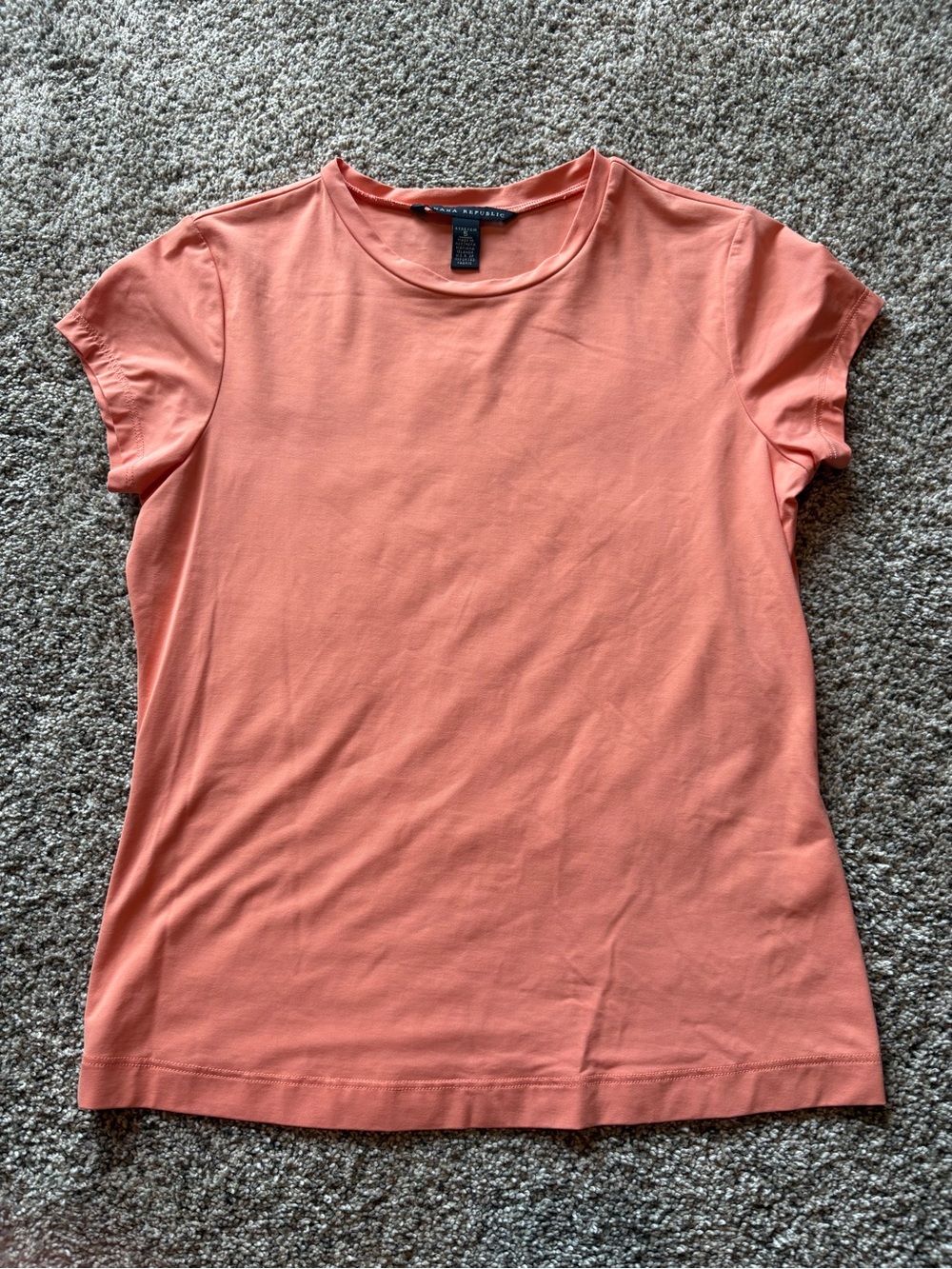 Banana Republic Peach Short-Sleeve Crewneck Stretch Tee